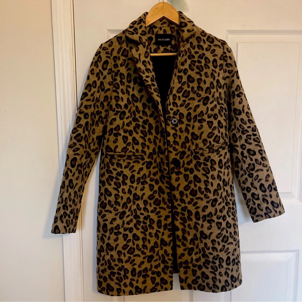 Dolce Cabo Leopard Print Coat Wool Blend Size Small